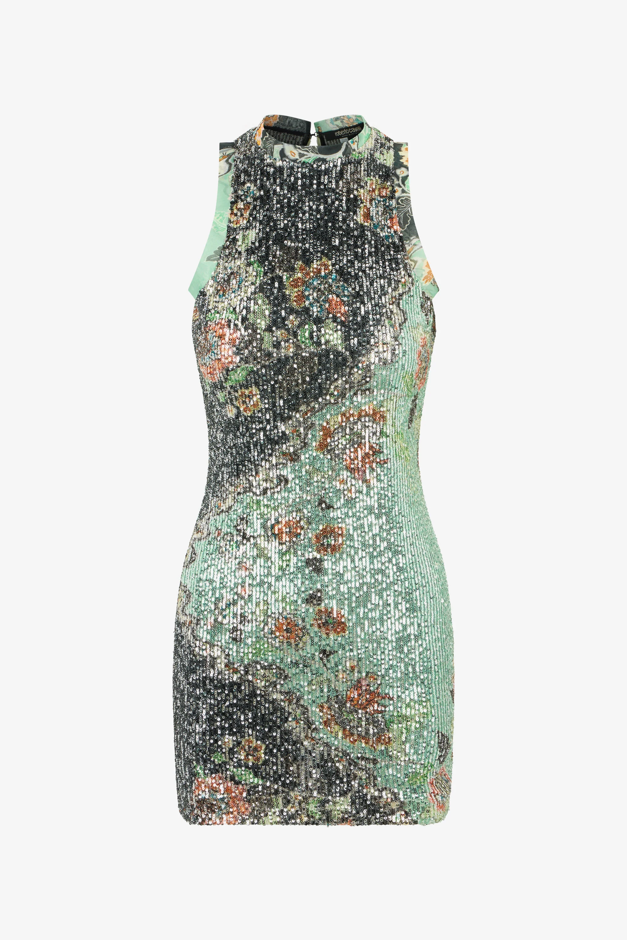 Kimono Print Sequined Mini Dress - 1