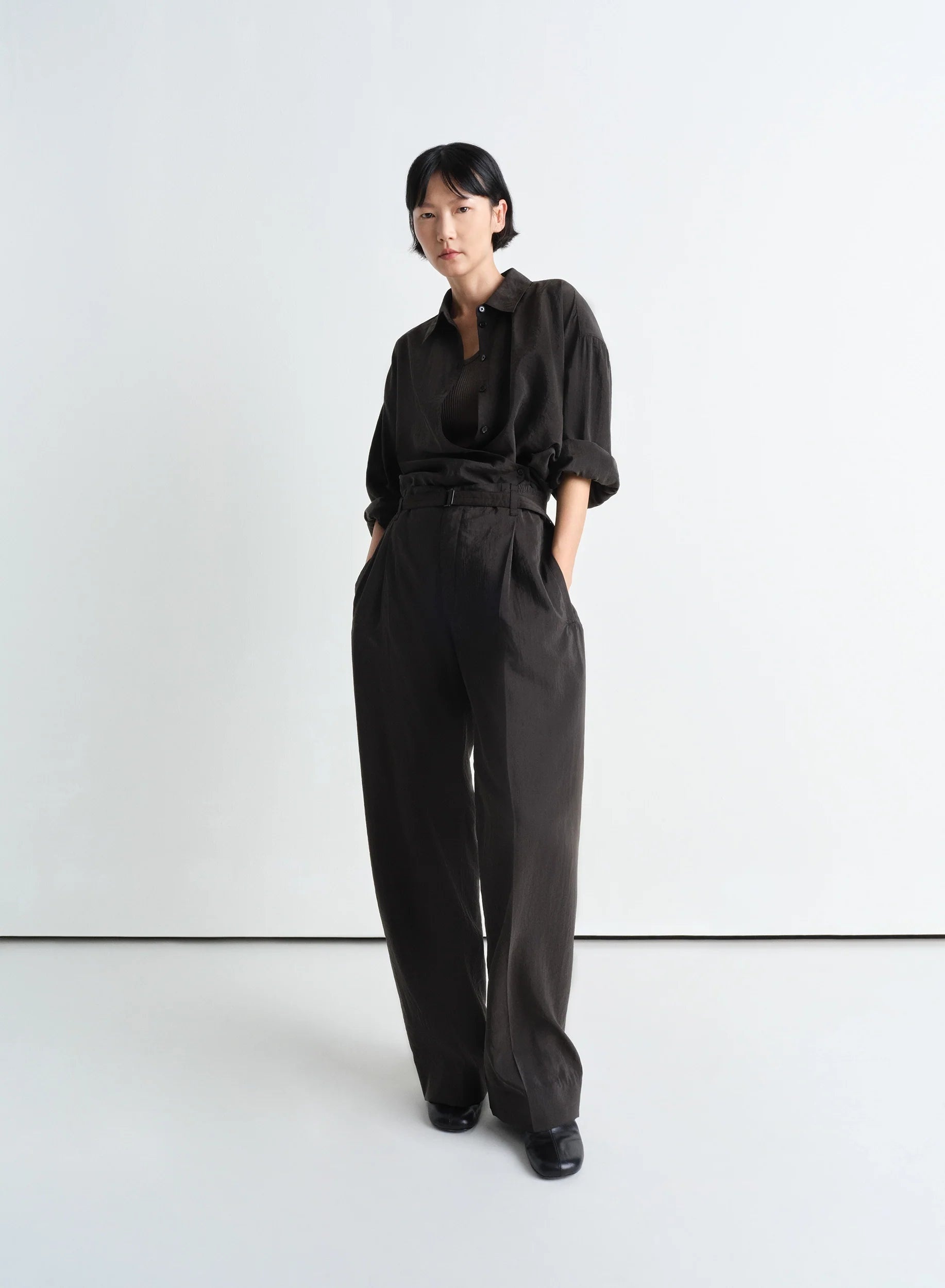 BELTED RELAXED PANTS - 2