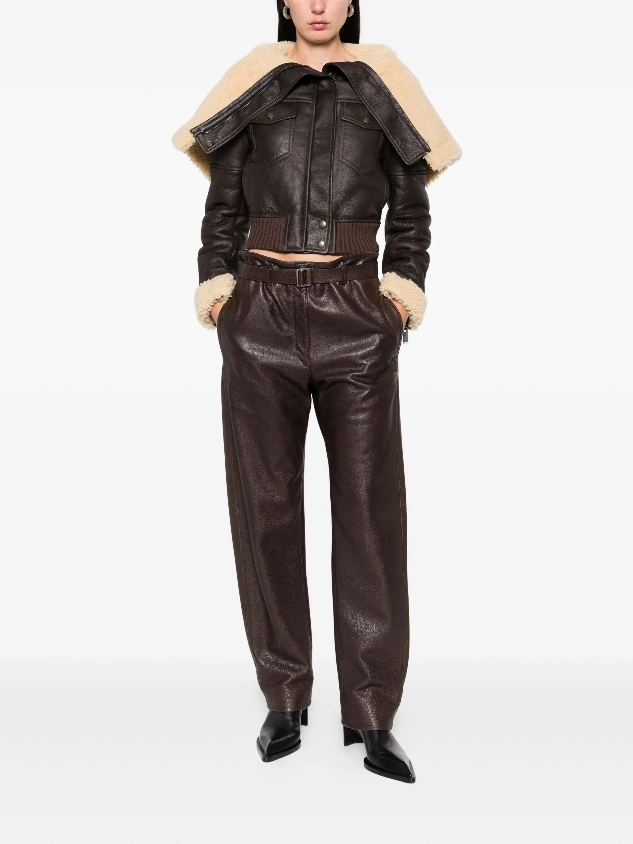 Alexander Mcqueen Shearling-collar Leather Jacket - 3