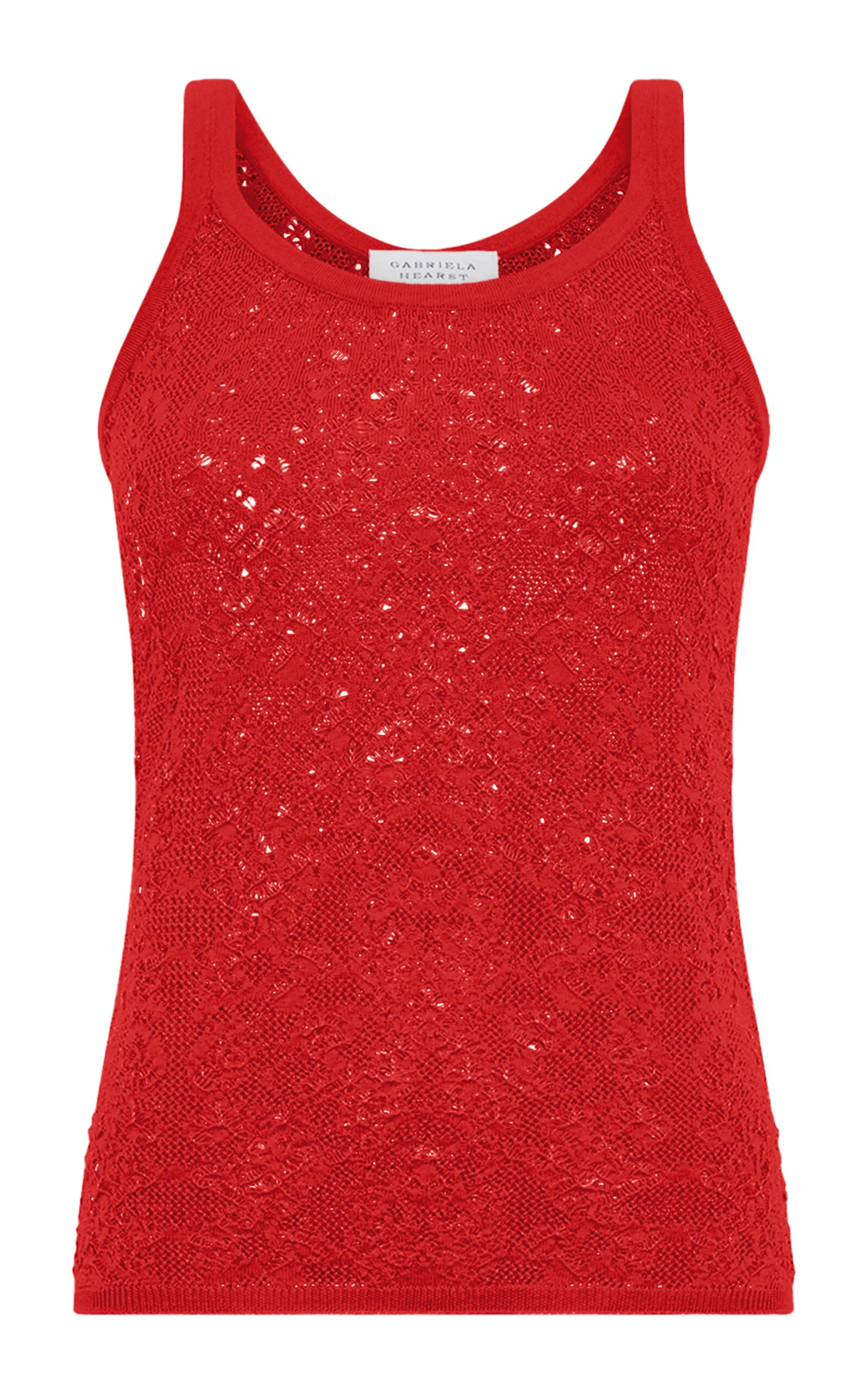 Cyrinne Knit Lace Wool Tank Top red - 1