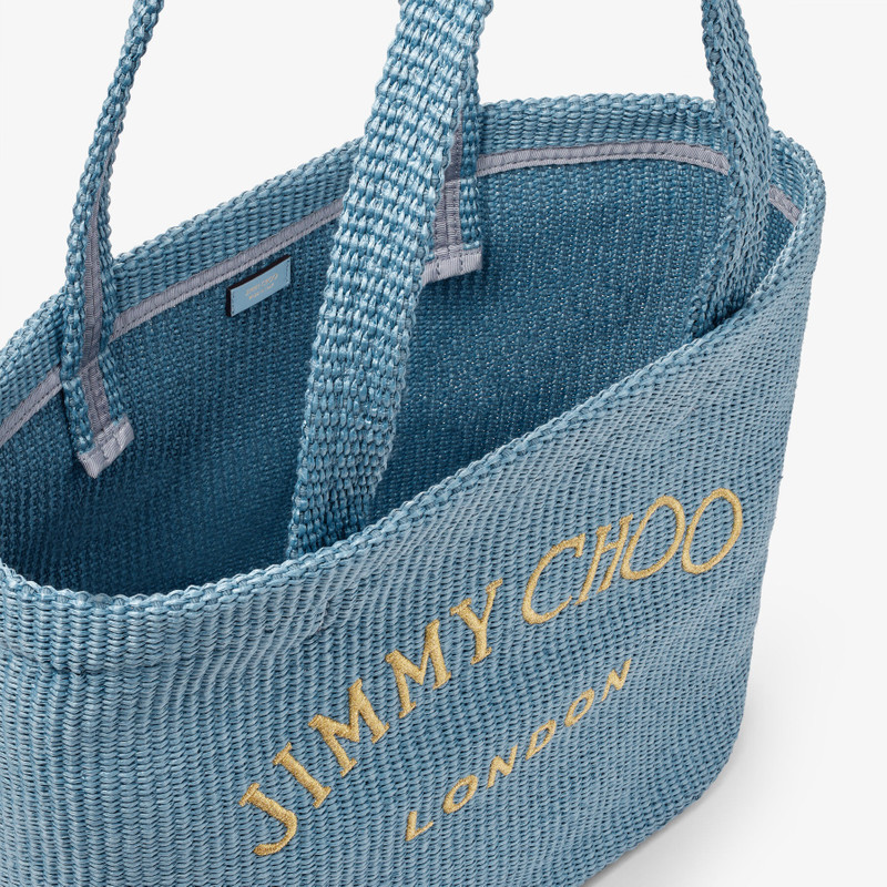 Beach Tote 
Smoky Blue Raffia Tote Bag with Jimmy Choo Embroidery 5
