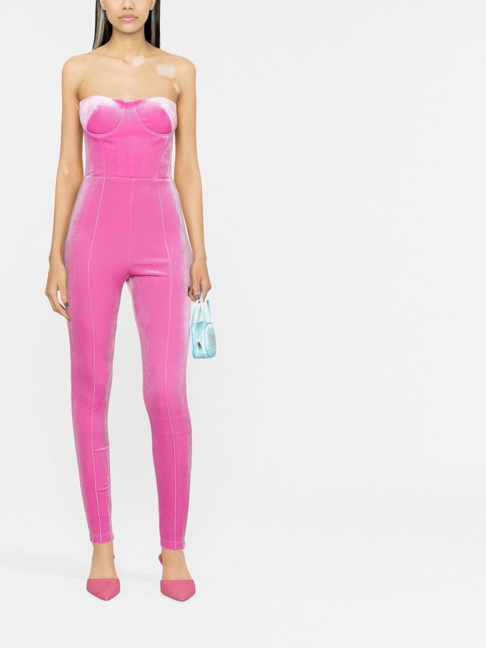 Beckham strapless velvet catsuit - 2