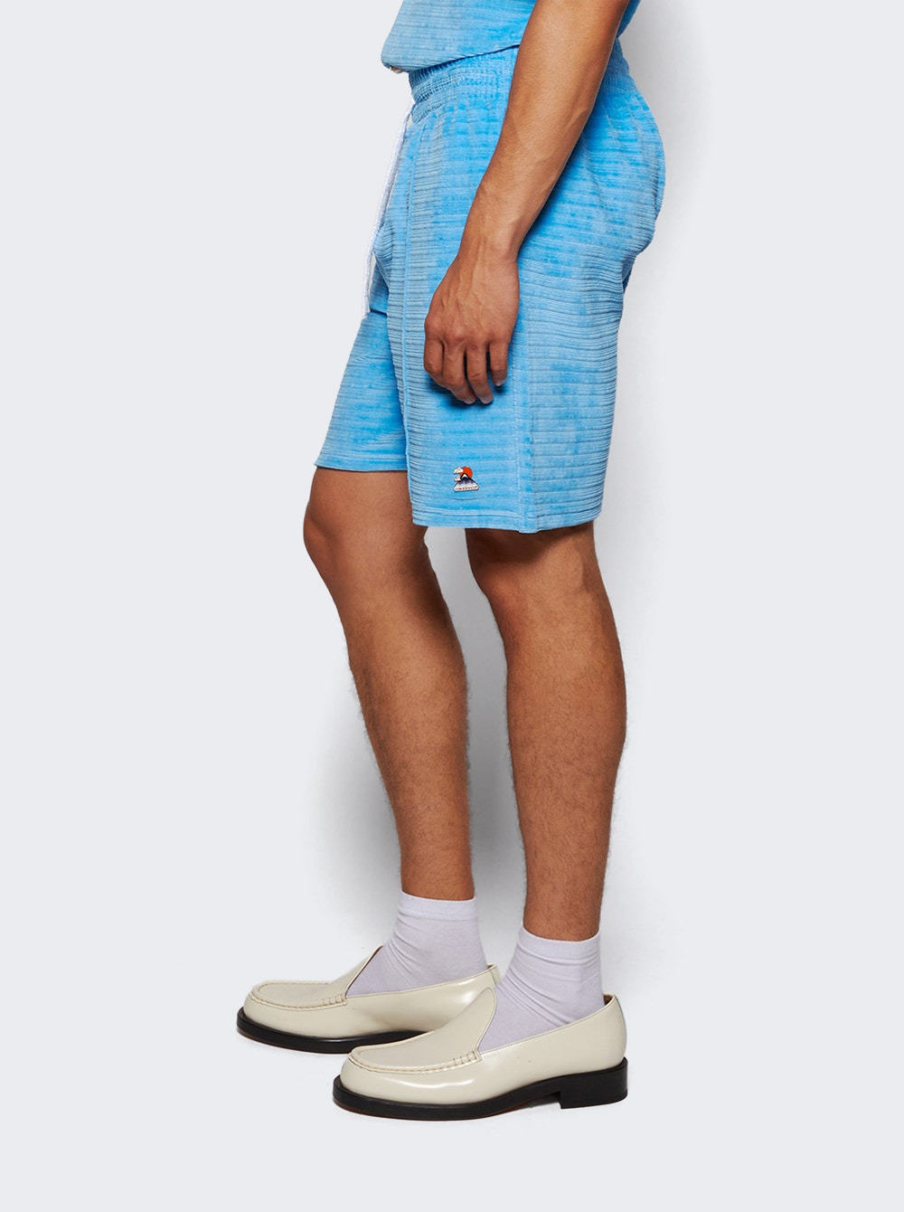 Velour Pintuck Shorts Blue - 3