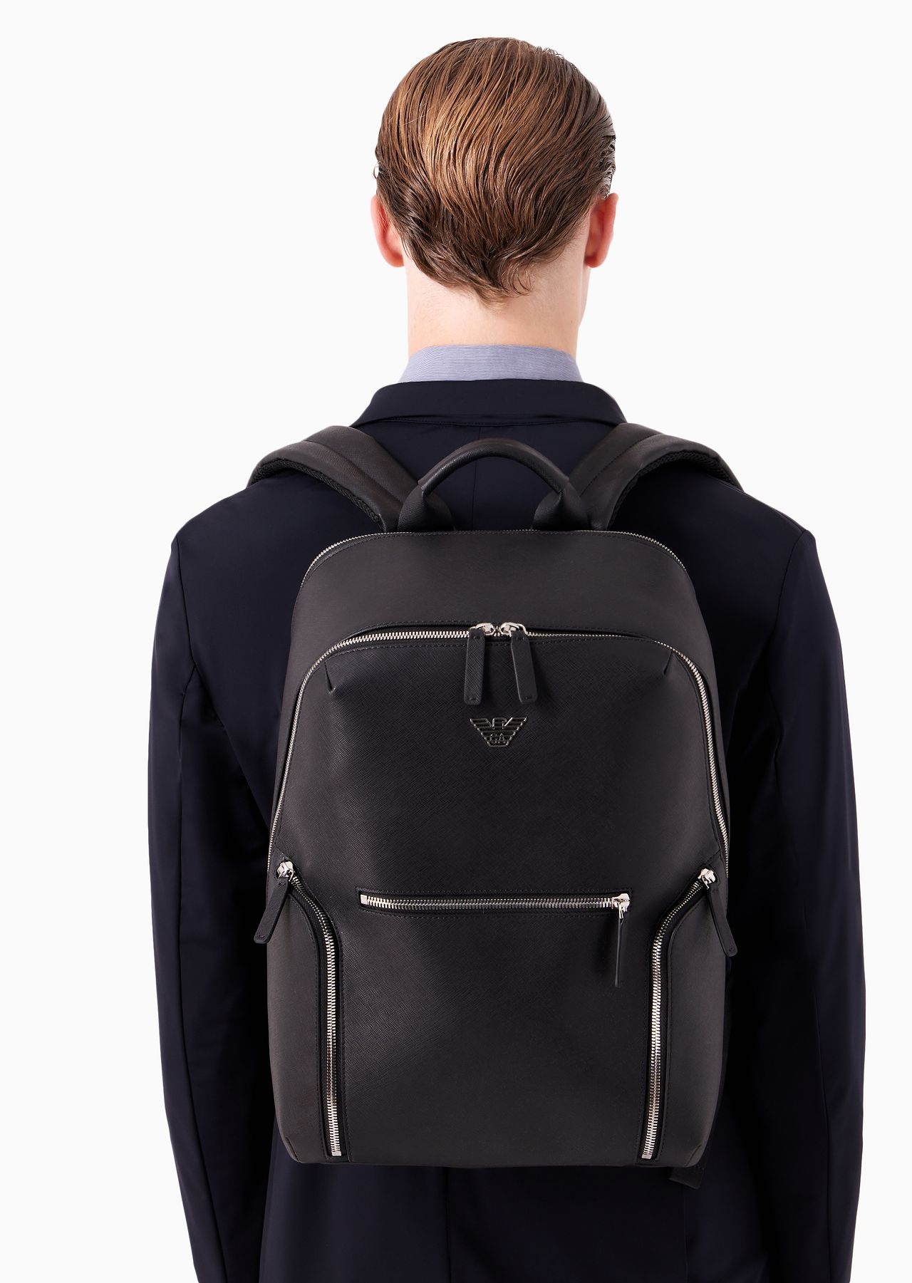 ASV regenerated Saffiano leather backpack with eagle plate - 7