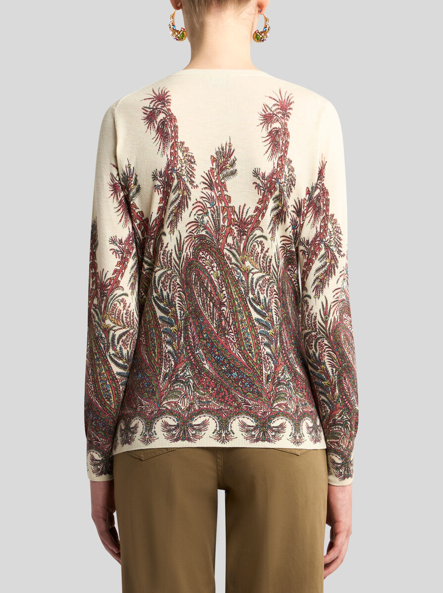 SILK AND CASHMERE CARDIGAN WITH PLACED PRINT - 4