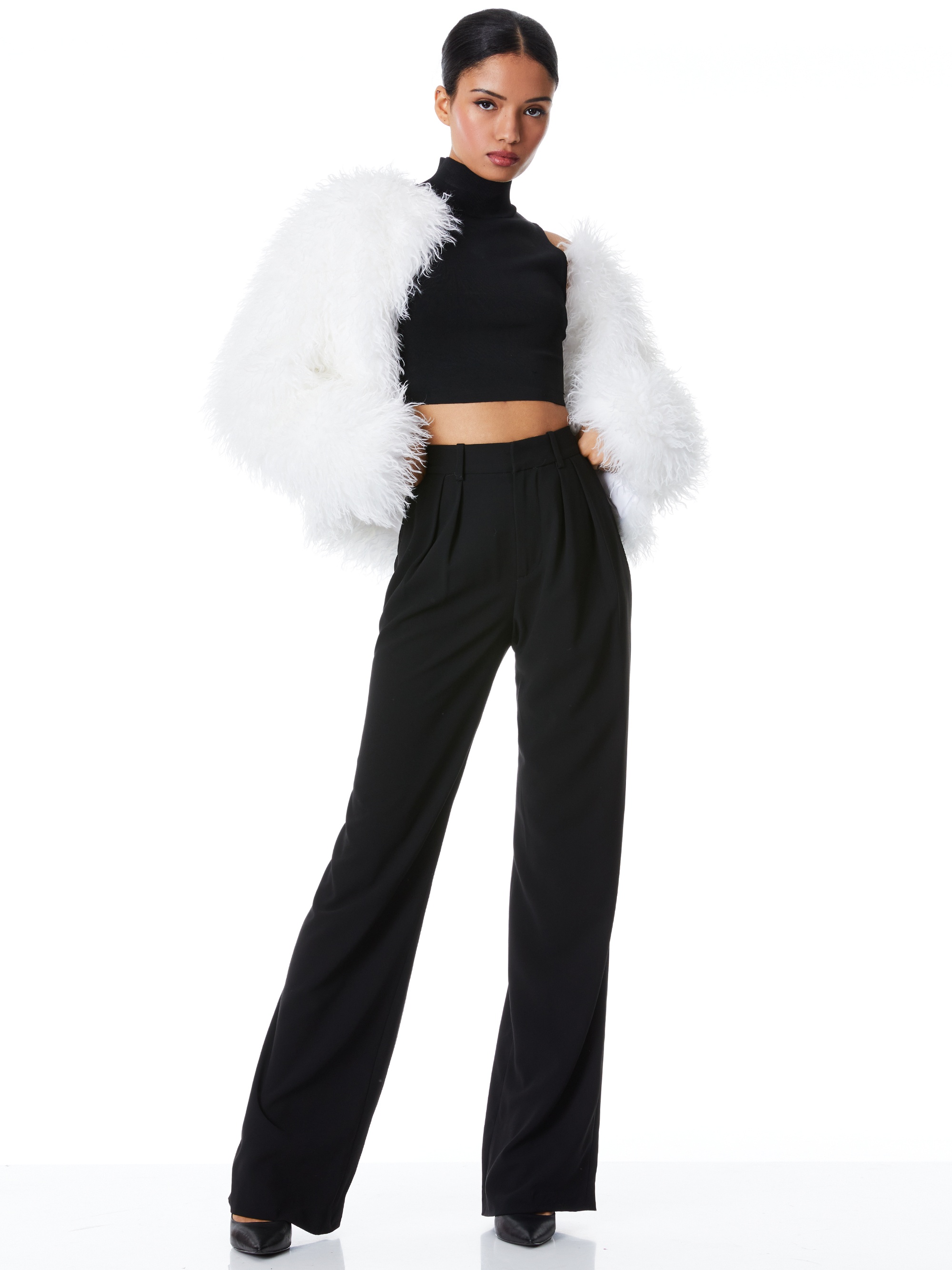 JERRIE COLLARLESS FAUX FUR COAT - 4