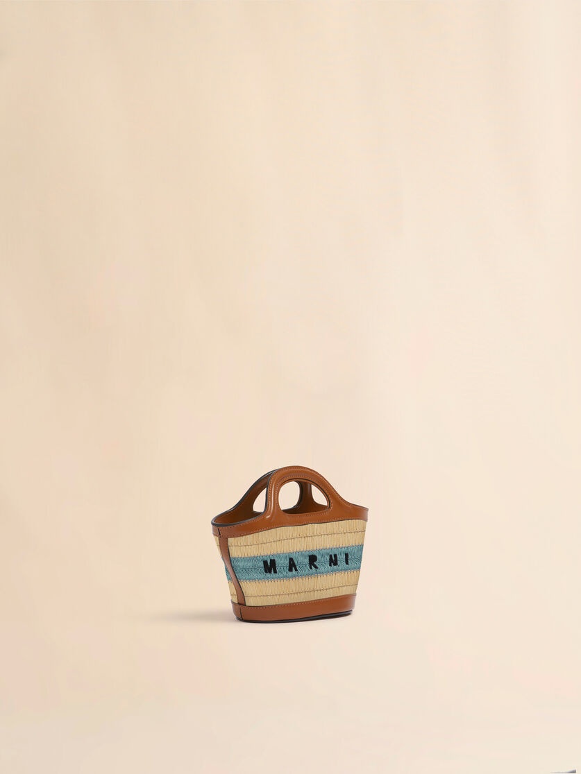 RAFFIA EFFECT AND BLUE CROCHET TROPICALIA MICRO BAG - 6