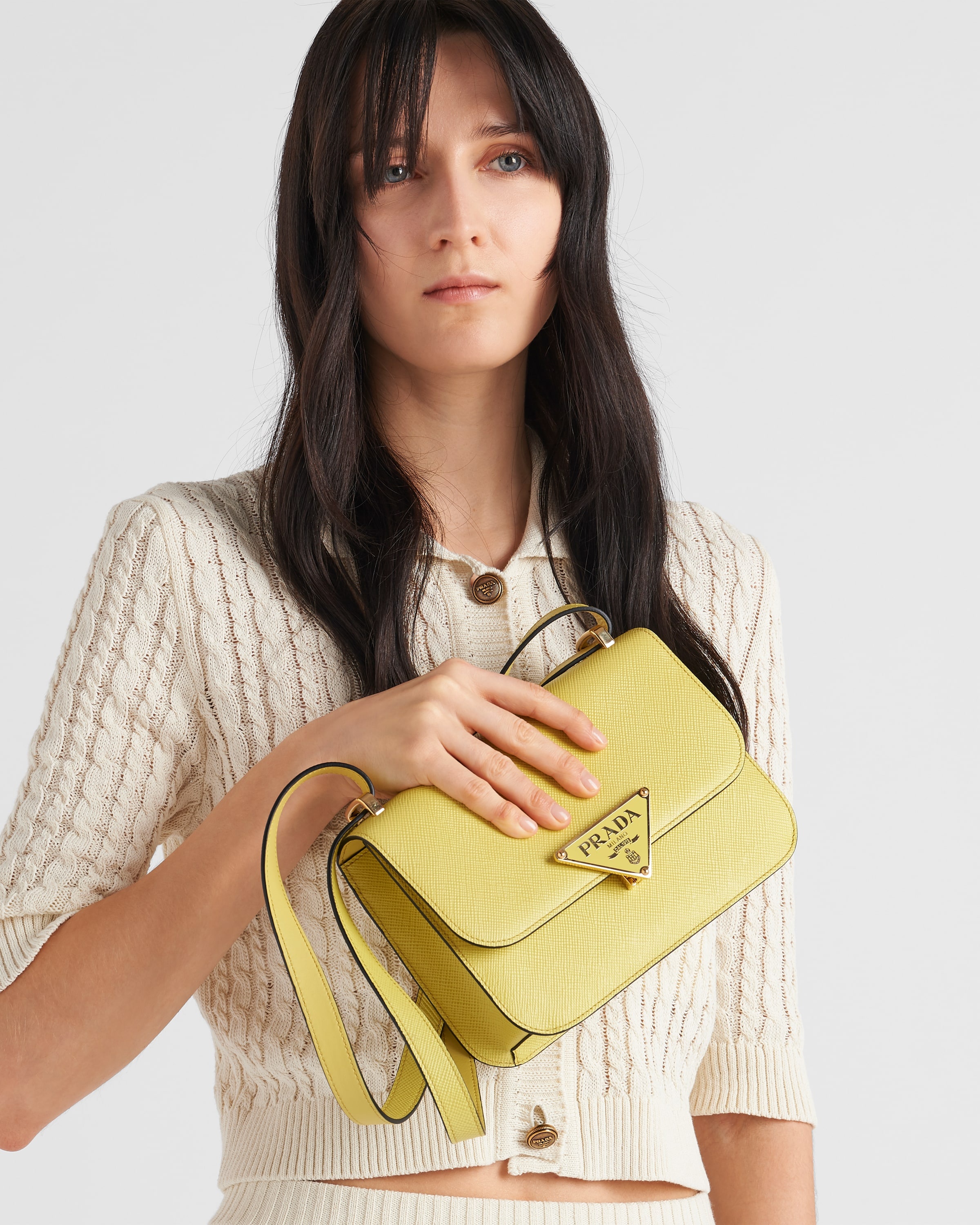 Saffiano leather Triangle bag Yellow