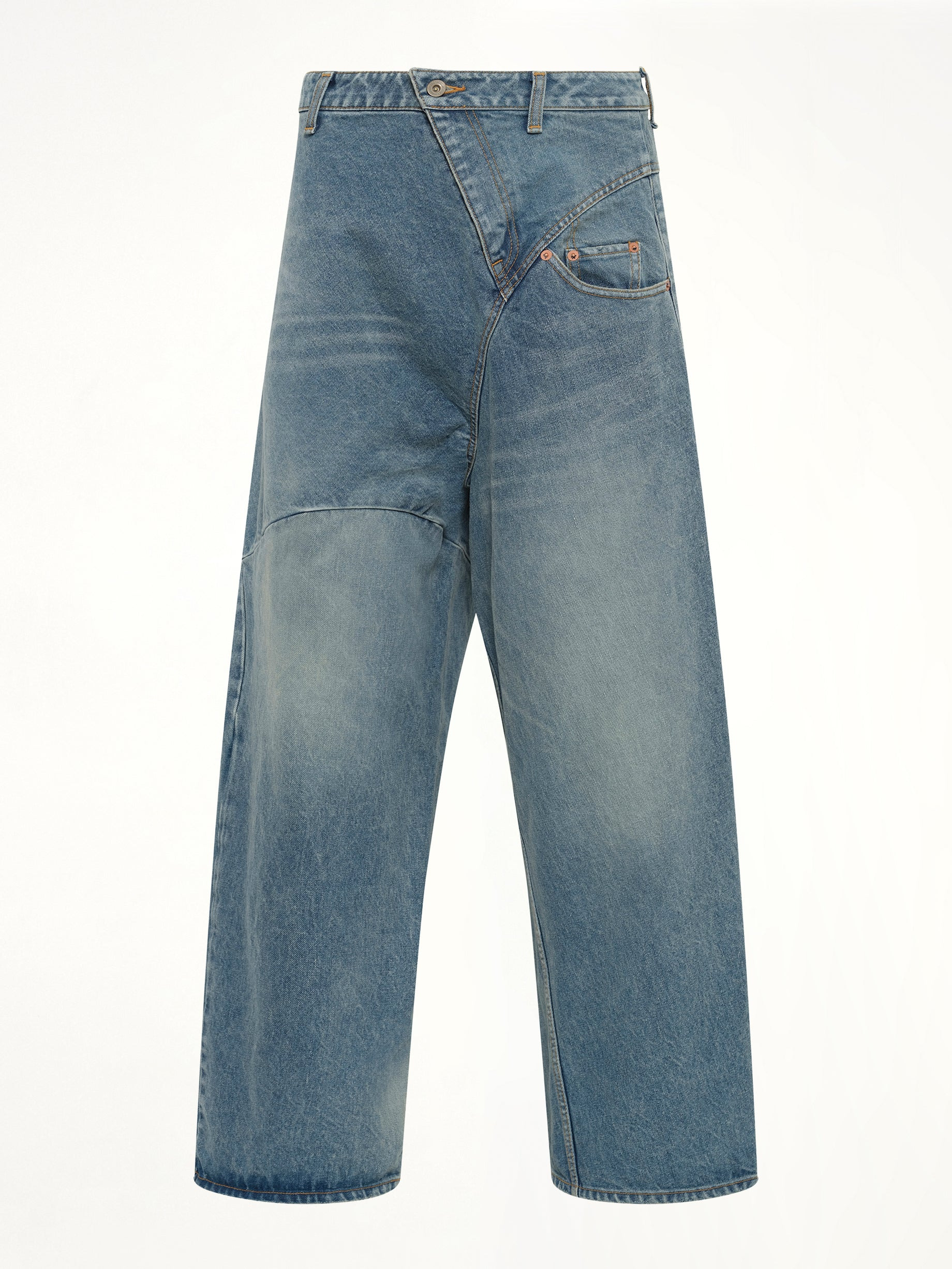 Distorted Cutting Denim Pants in Indigo - 2
