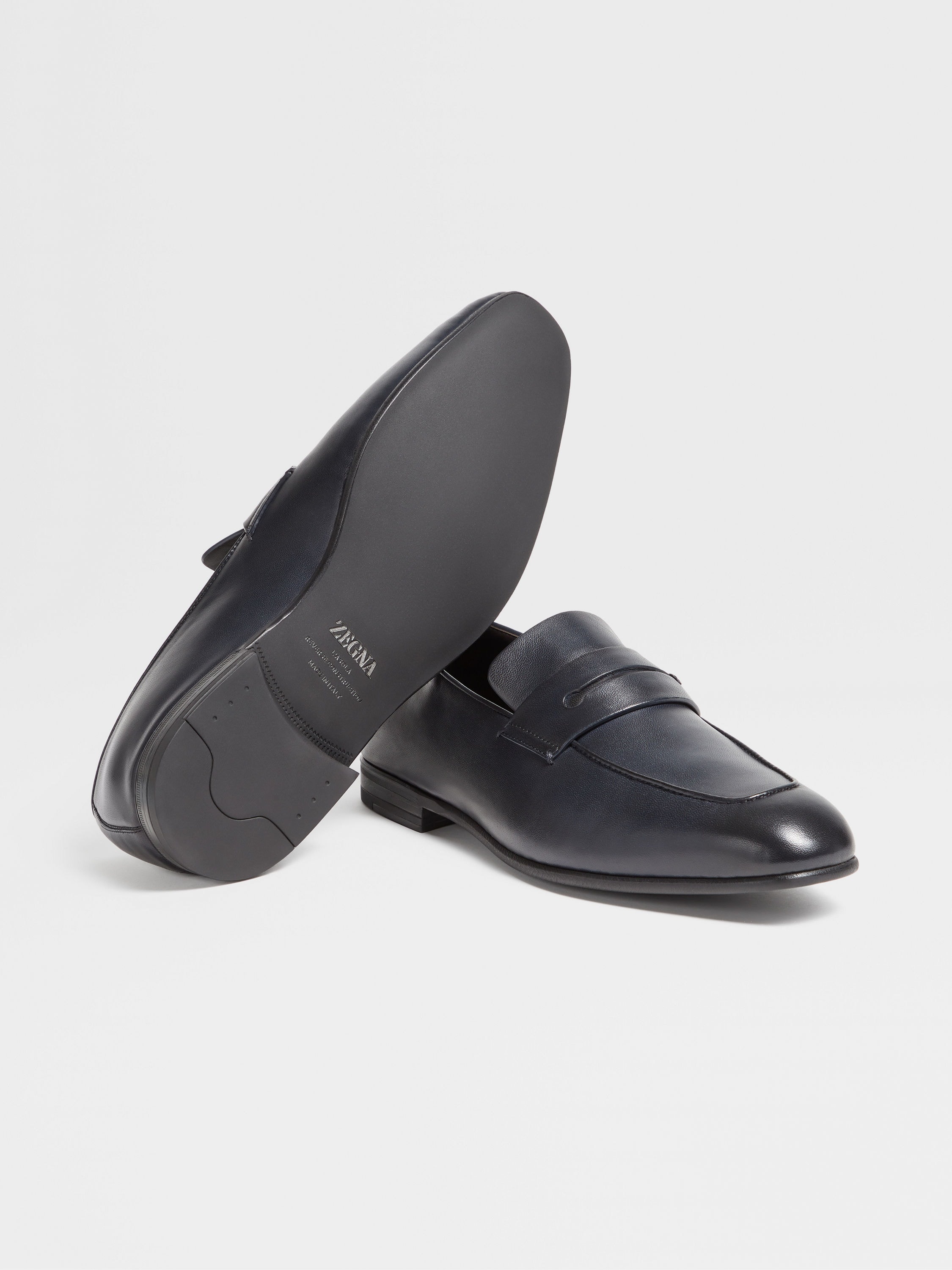 NAVY BLUE LEATHER L'ASOLA LOAFERS - 2
