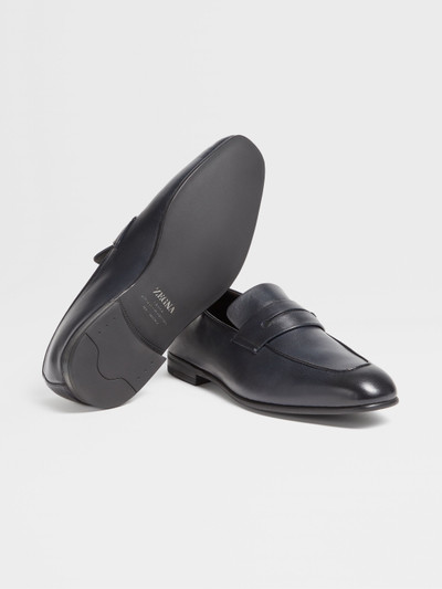 ZEGNA NAVY BLUE LEATHER L'ASOLA LOAFERS outlook
