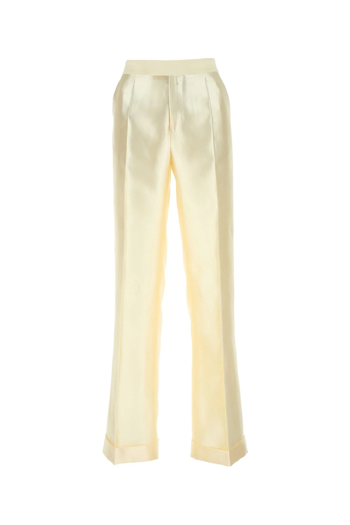 ivory viscosa blend wide-leg pant - 1