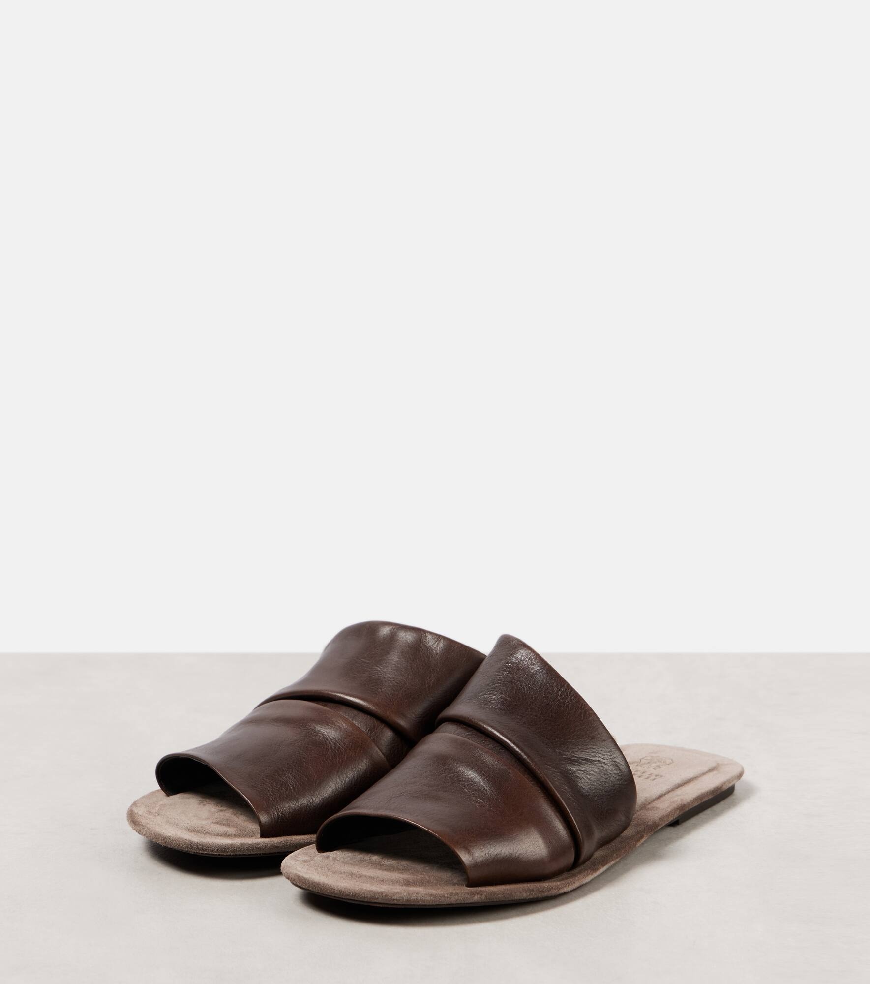 Ruched leather slides - 4