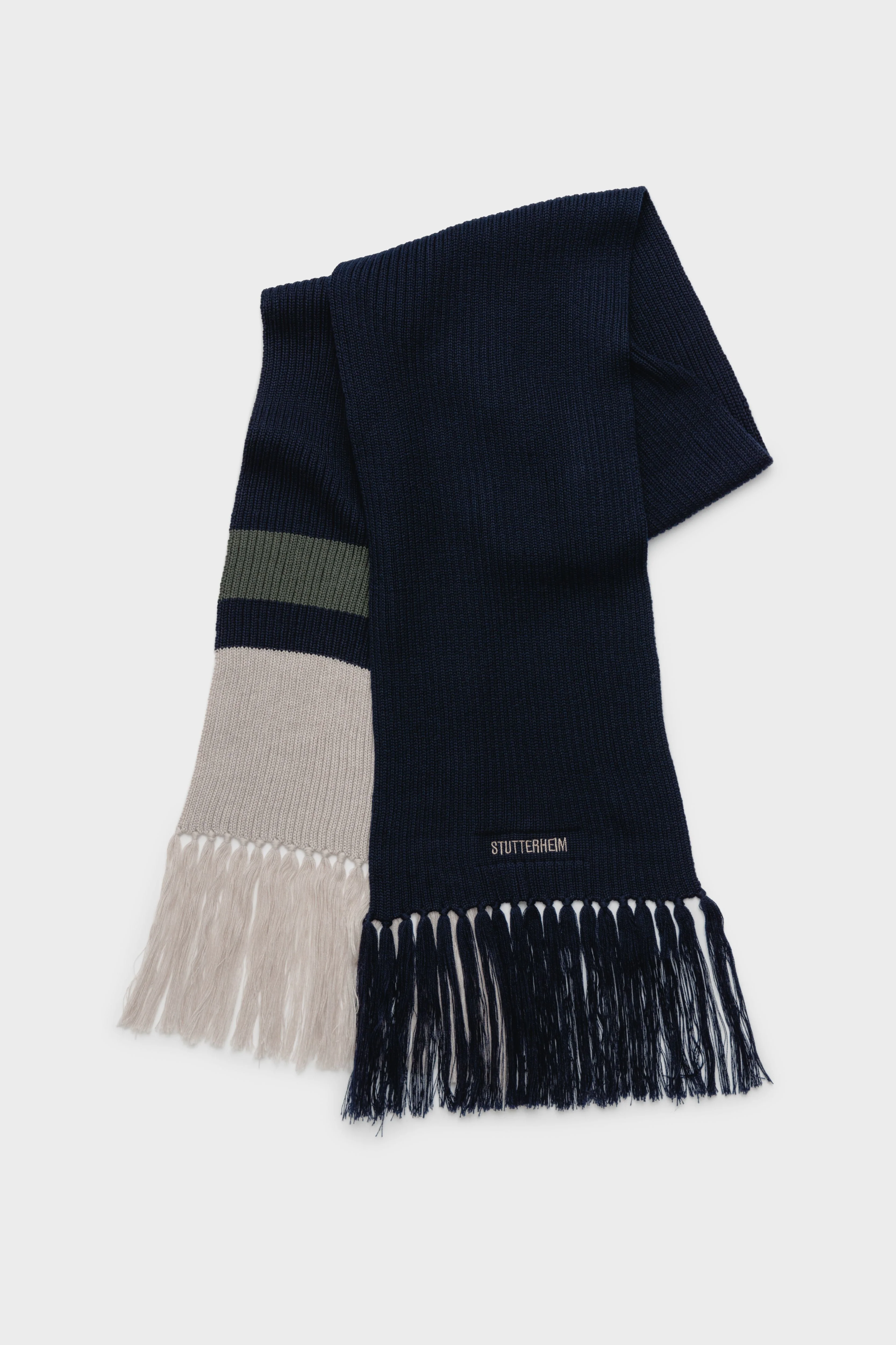 Fringe Scarf Navy - 1