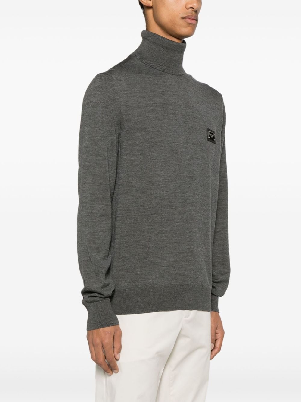 logo-appliquÃ© wool jumper - 3