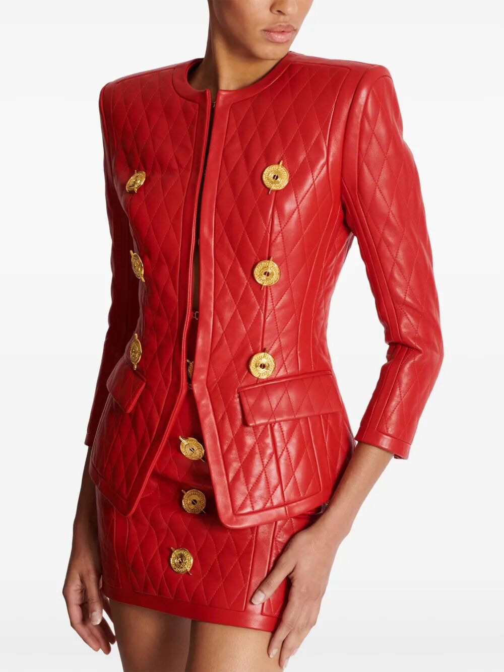 Balmain Women Sd To Sd 2 Pkts Lambskin Quilted Jacket - 3