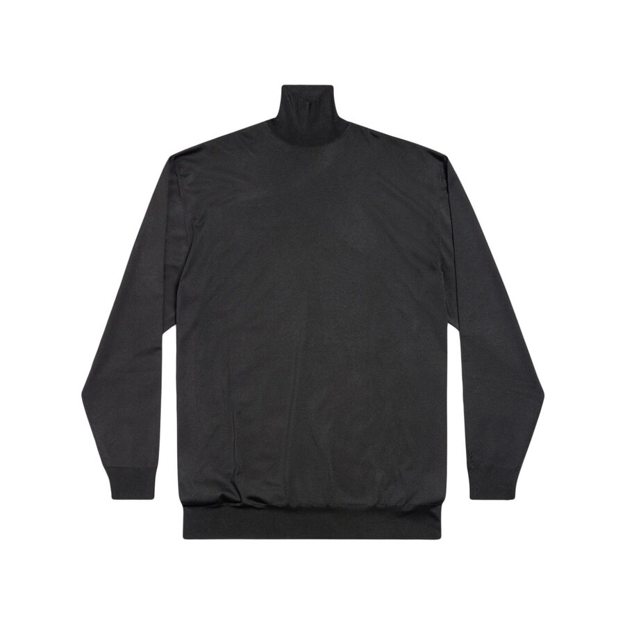 Balenciaga Men's Black BB Oversized High-Neck Sweater, Brand Size 1 (Small) - 5