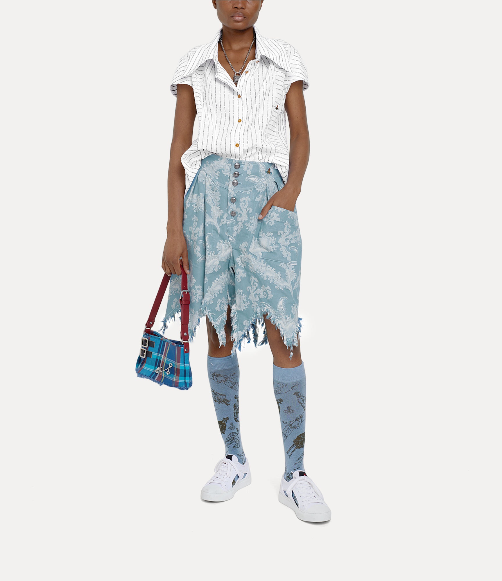 【VIVIENNE WESTWOOD】Romario Bermuda Shorts /  Blue Romario Bermuda Shorts in WHITE-BLUE | Vivienne Westwood®