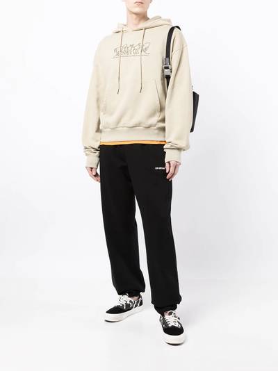 Off-White logo-embroidered cotton hoodie outlook