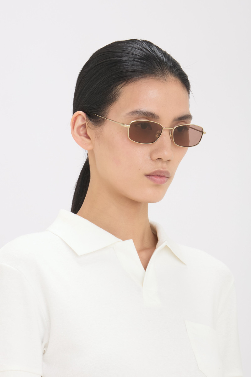 Victoria Beckham Metal Sunglasses In Gold Honey Havana outlook