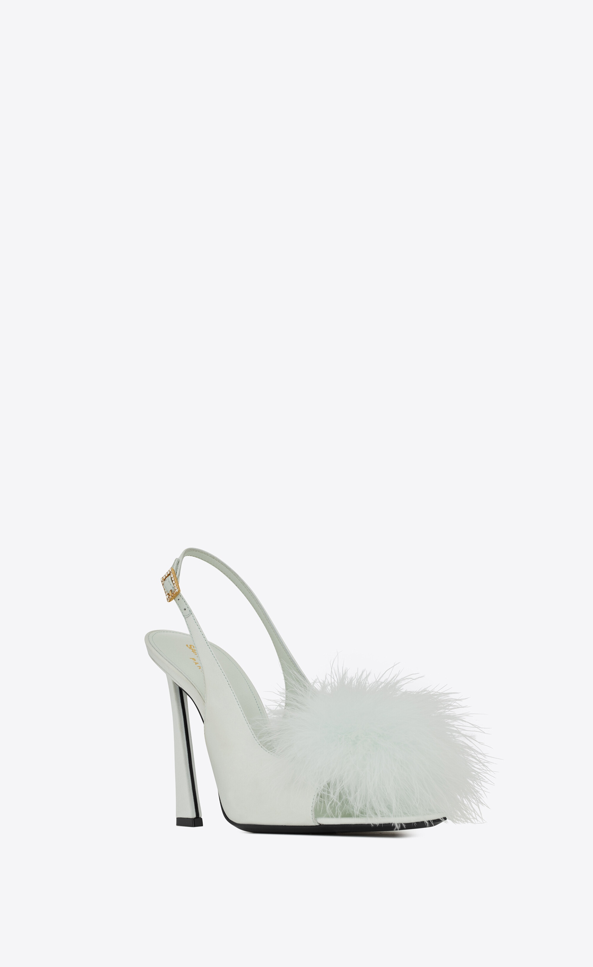 mae slingback sandals in crepe satin with feathers - 3