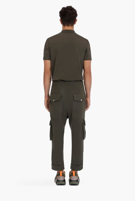 Khaki cotton cargo sweatpants - 3