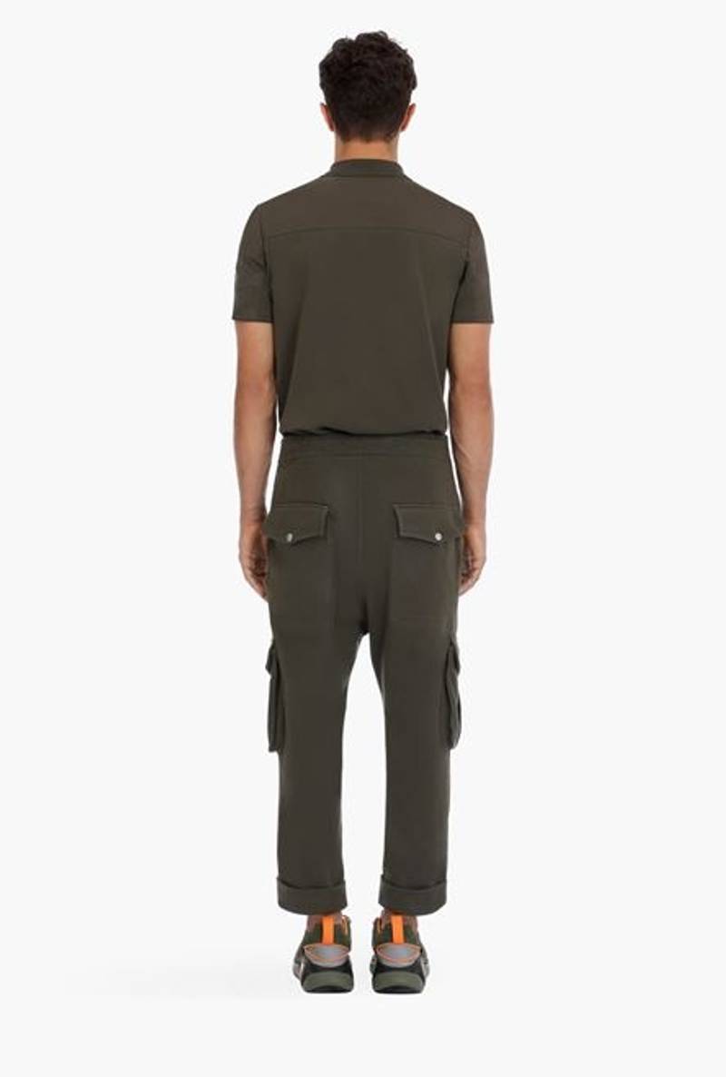 Khaki cotton cargo sweatpants 3