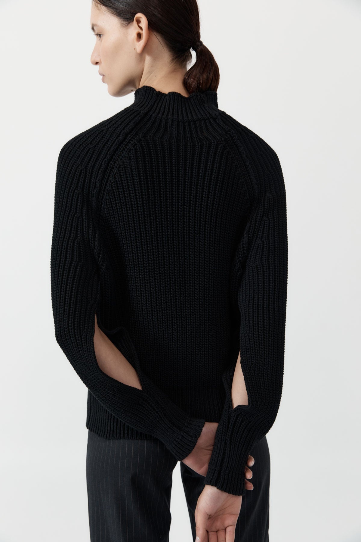Split Sleeve Jumper - Black - 3