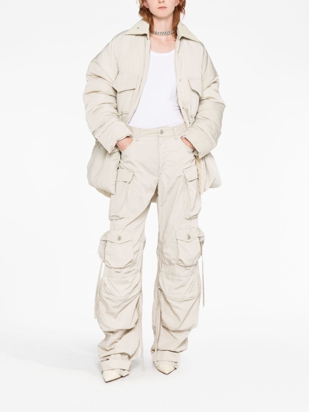 high-waisted cargo trousers - 2