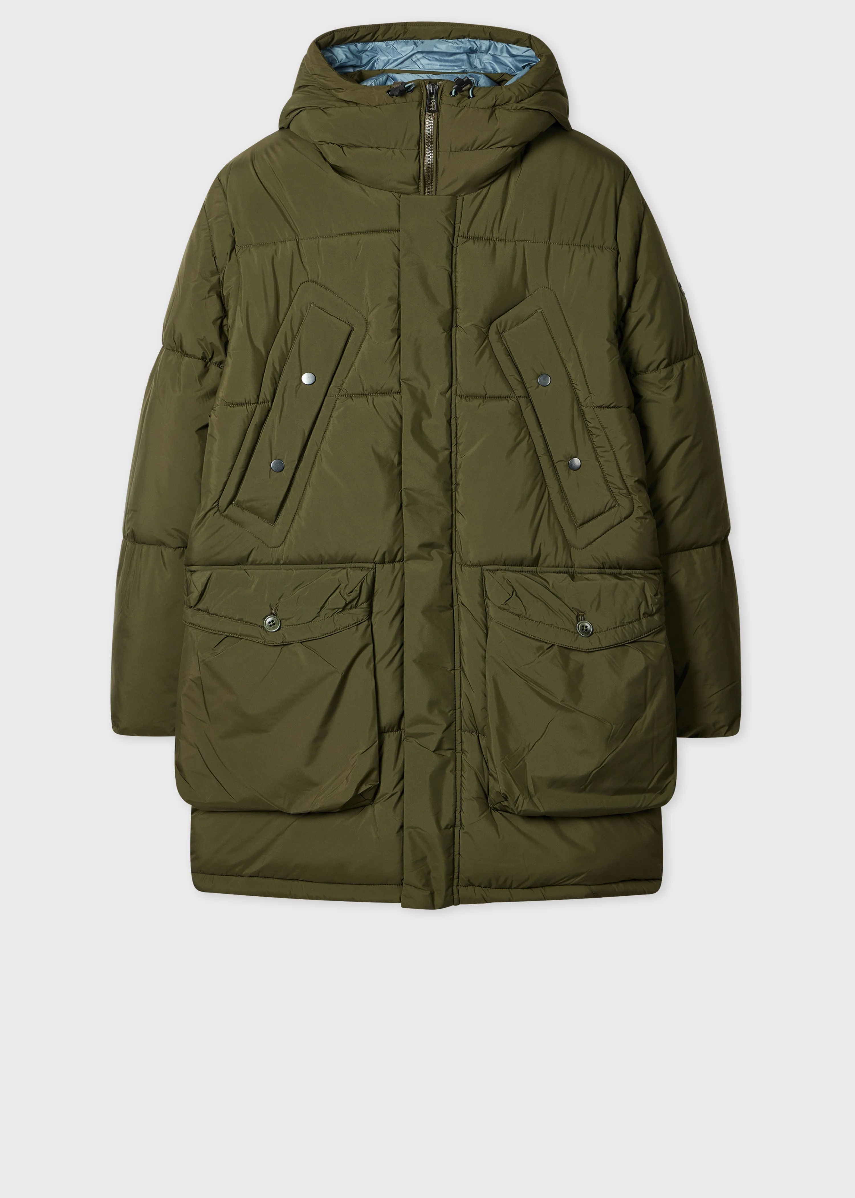 Forest Green Recycled Polyester Hooded Puffer Parka Coat - 1