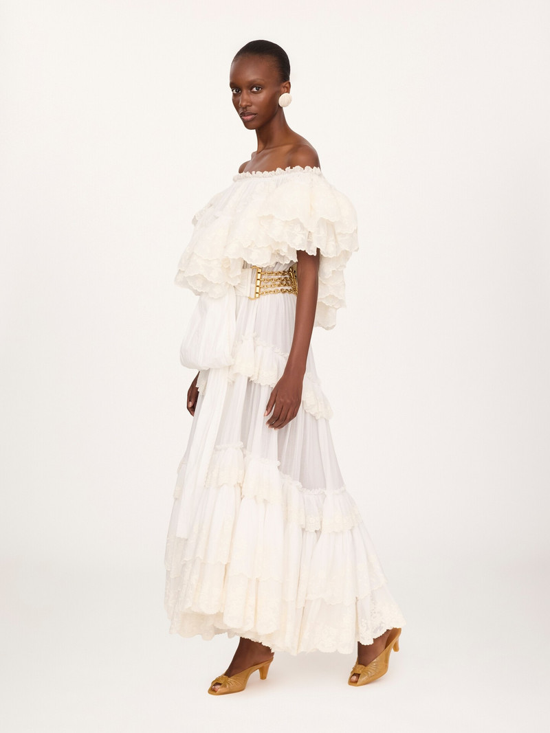 Chloé LONG RUFFLED DRESS IN COTTON VOILE outlook