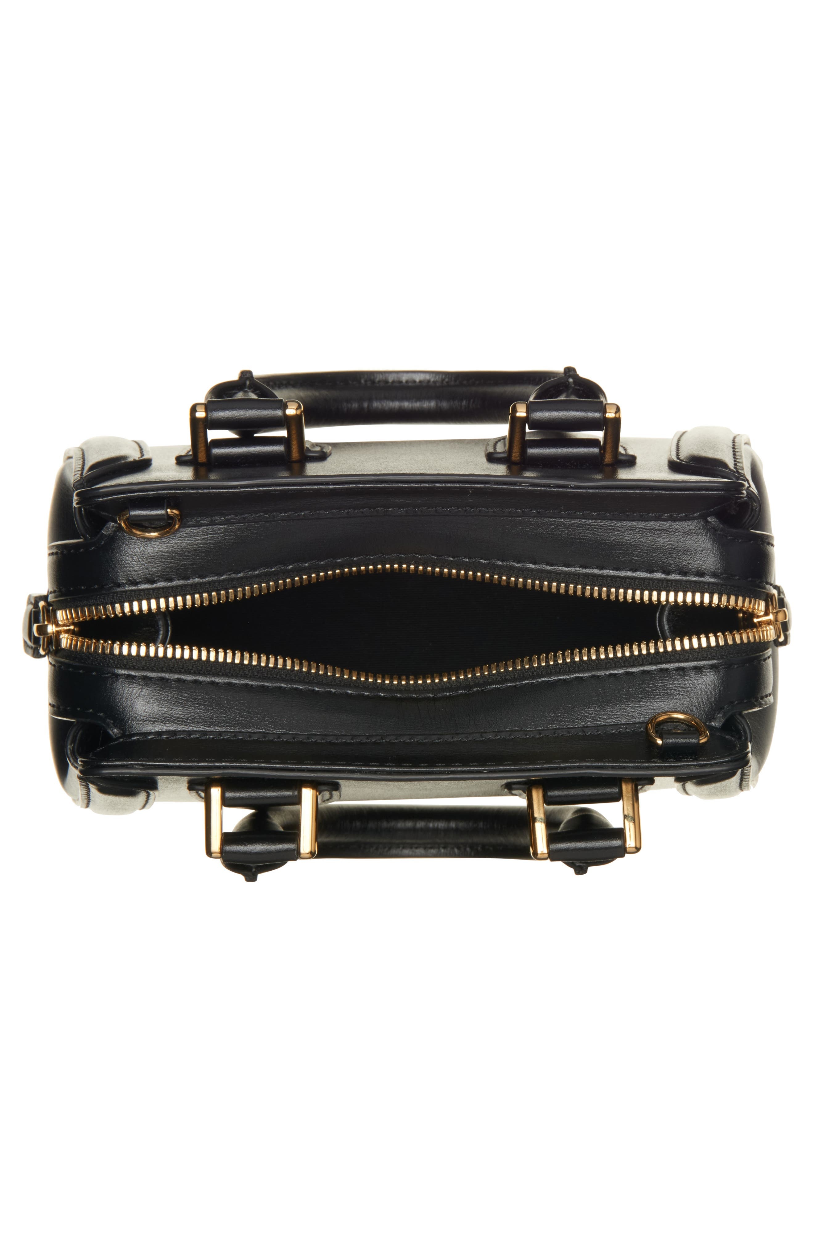 McQueen Mini Birdee Leather Top Handle Bag in Black/Gold at Nordstrom - 5