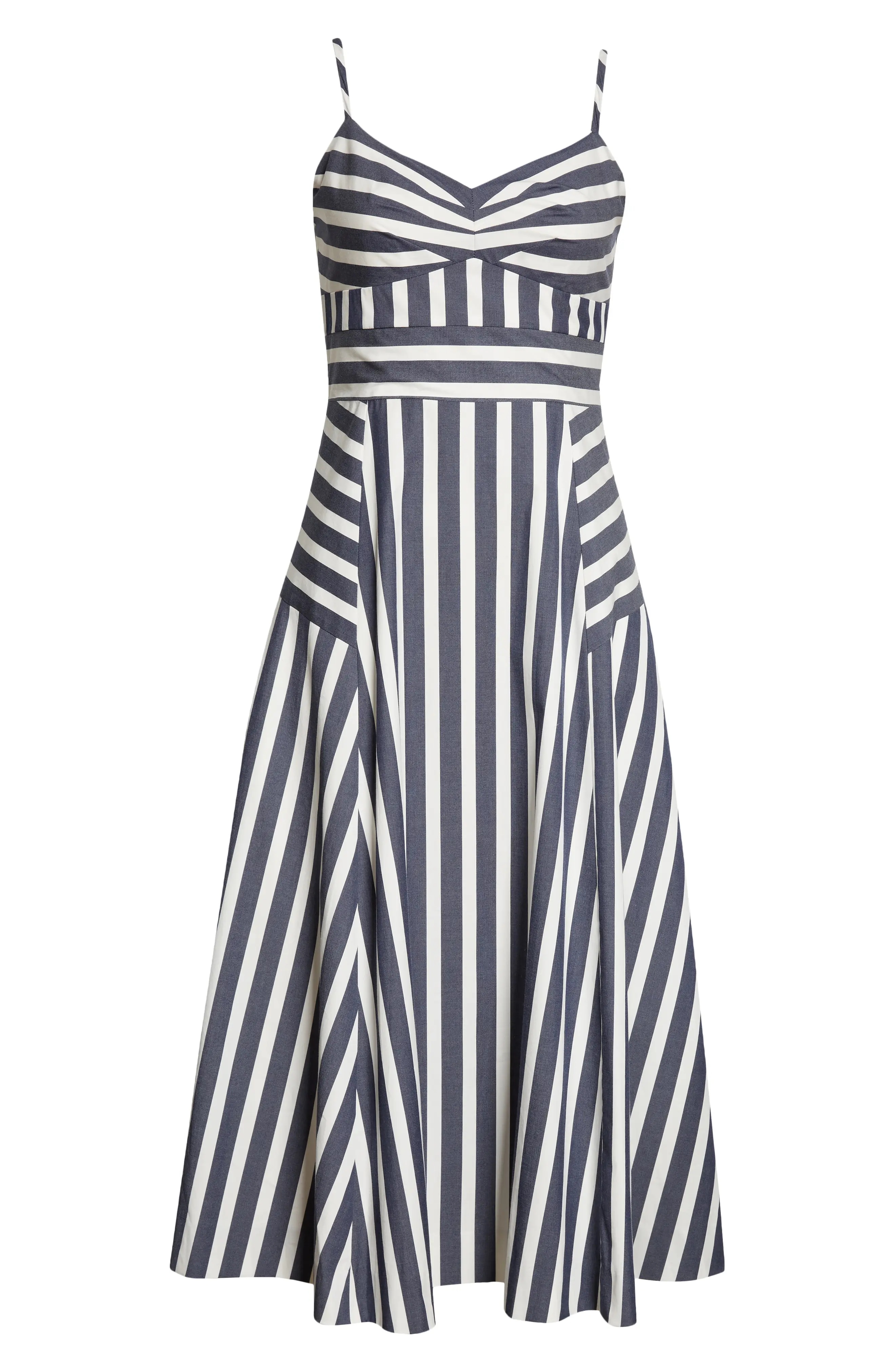 VERONICA BEARD Blige Directional Stripe Stretch Cotton Dress in Marine ...