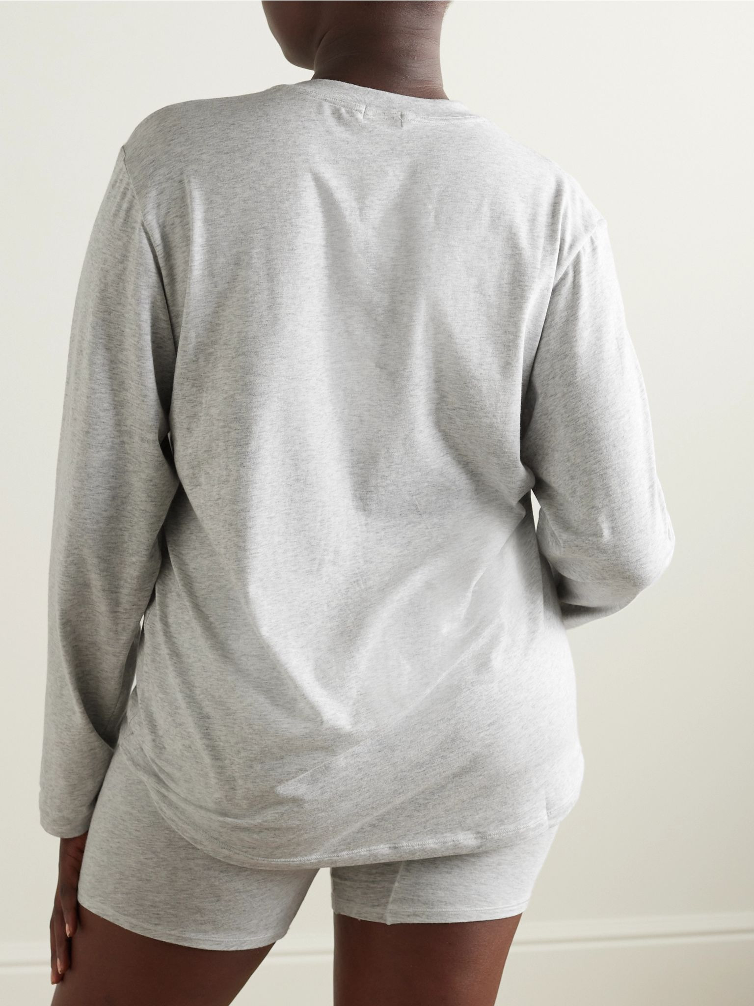 Boyfriend stretch-modal and cotton-blend jersey T-shirt - Light Heather Grey Gray - 4