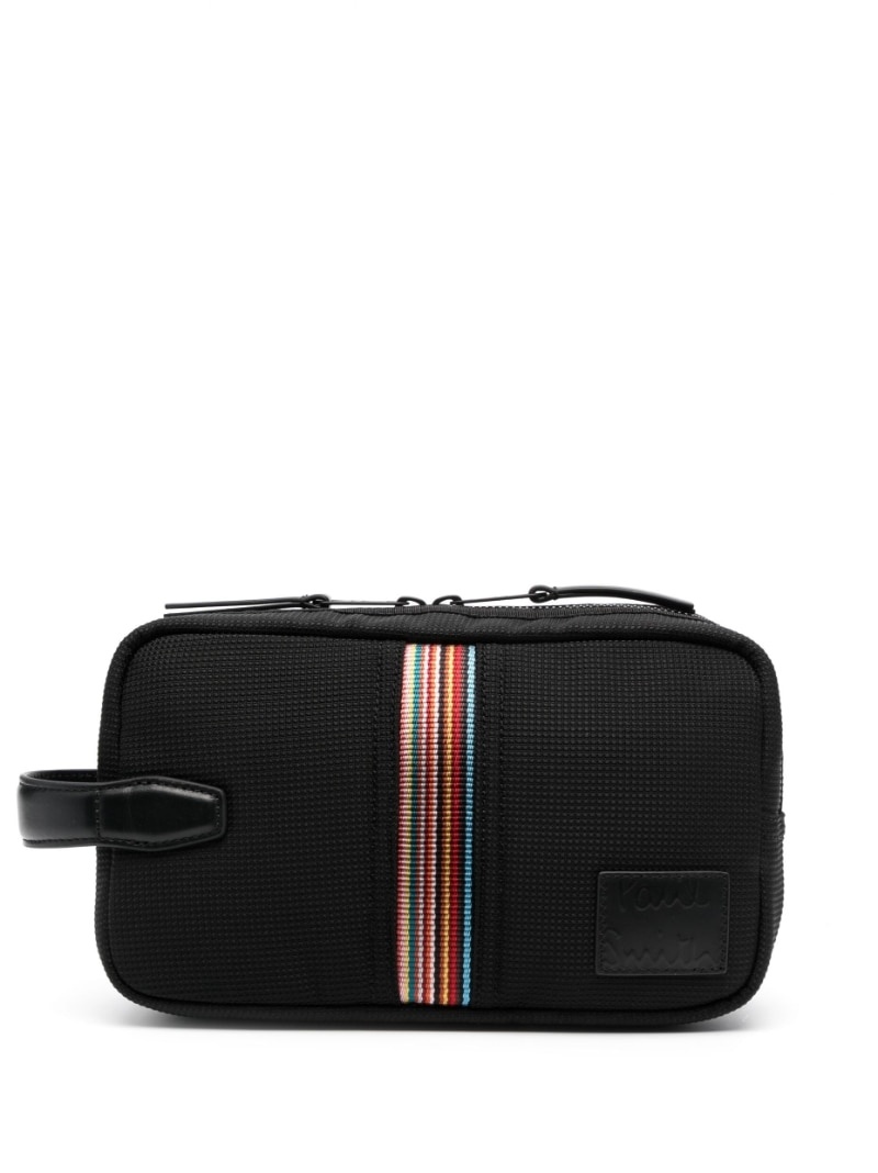 stripe-embroidered wash bag - 1
