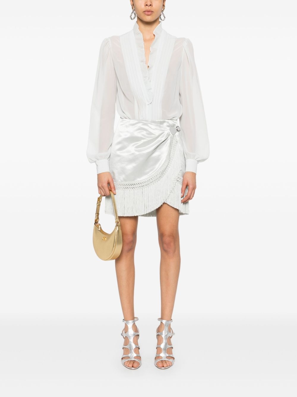 fringed-hem mini skirt - 2