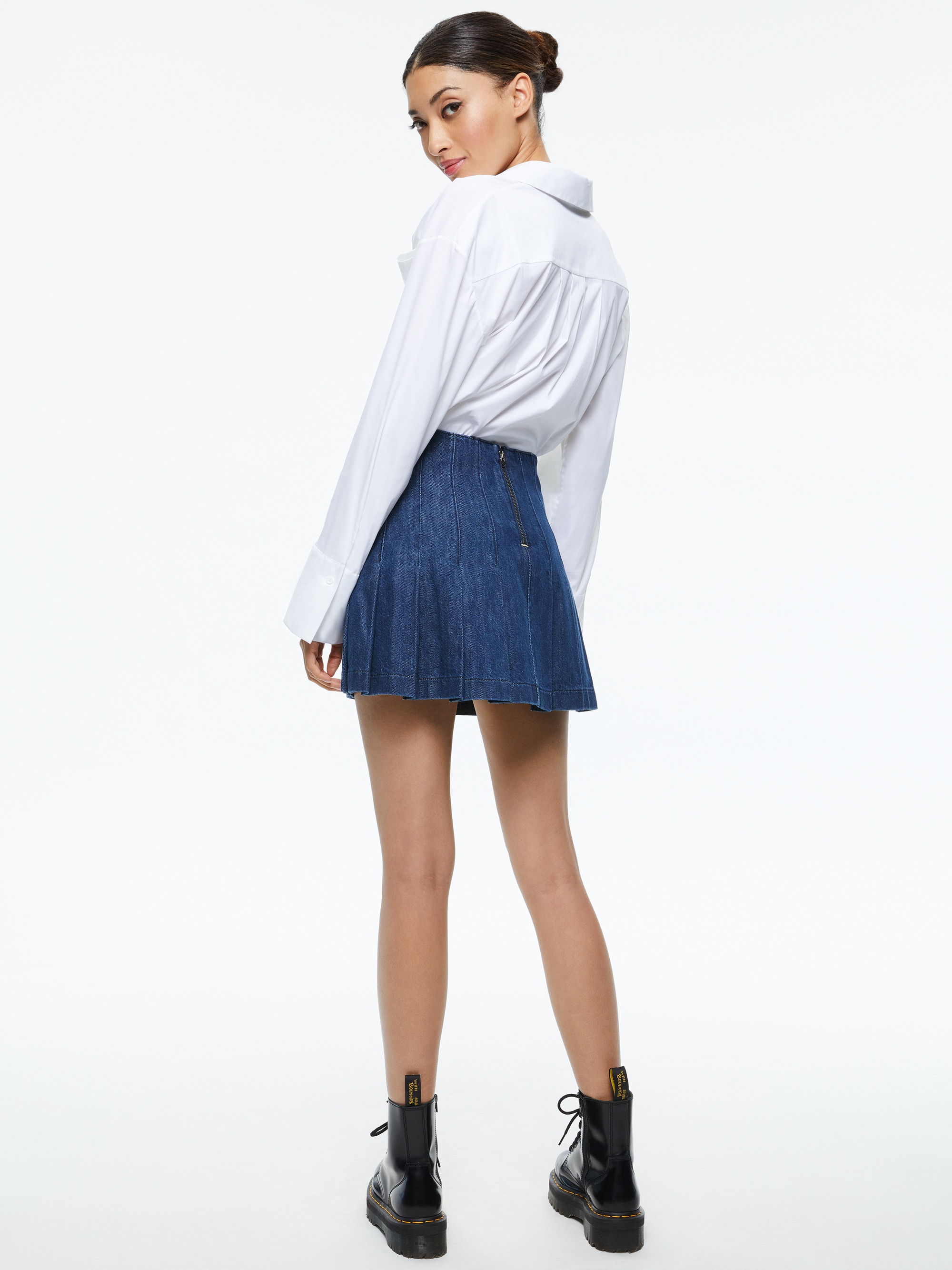 CARTER PLEATED DENIM MINI SKIRT - 3