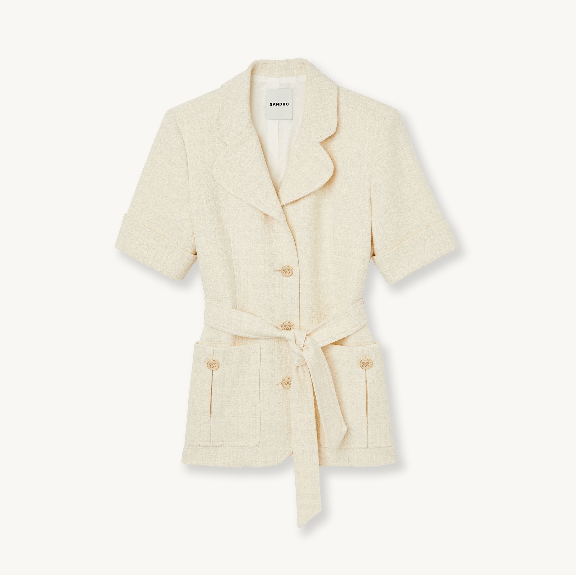 Short-sleeved tweed jacket - 1