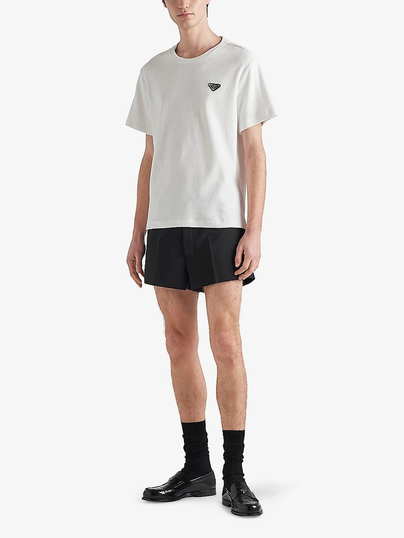 Prada Terry Logo-Plaque Cotton-Blend T-Shirt outlook
