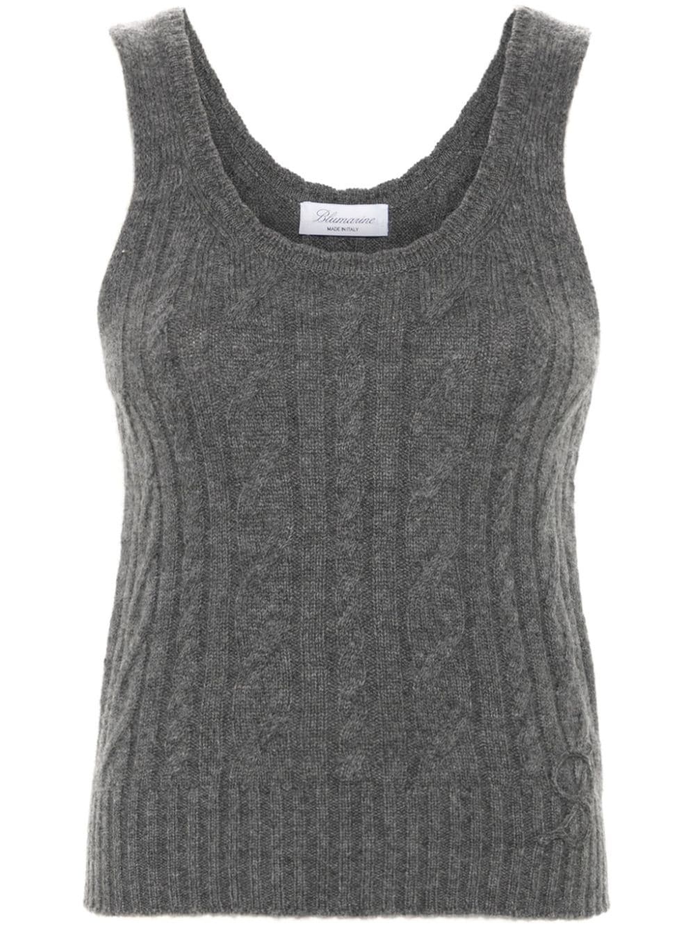 logo-embroidered cable-knit top - 1