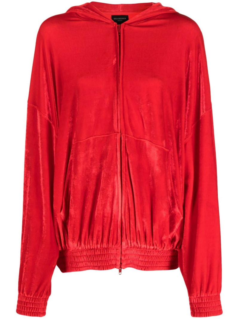 crystal-embellished velvet hoodie 1