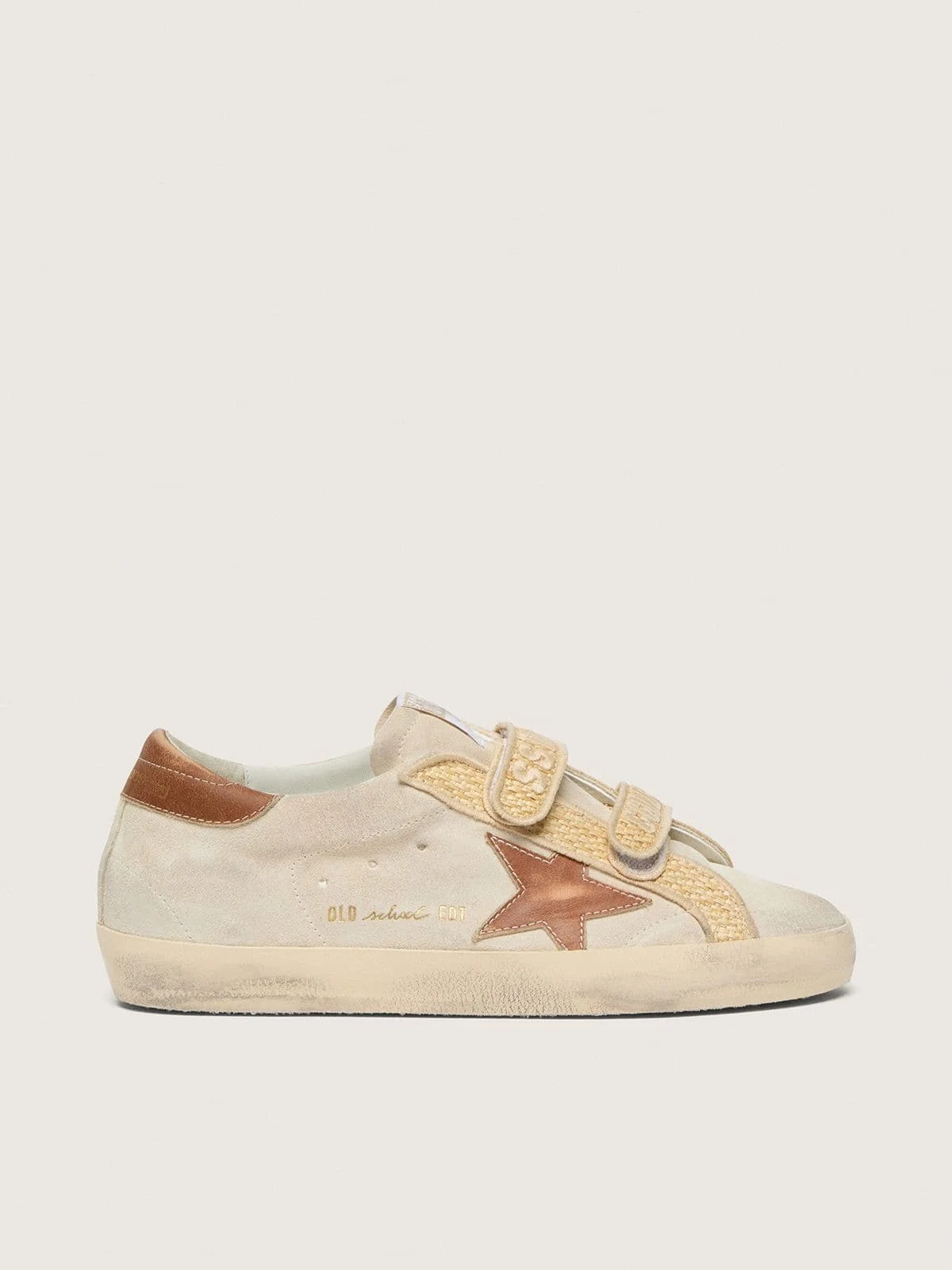 Women’s Old School in pearl suede with brick-red leather star and raffia strap - 1