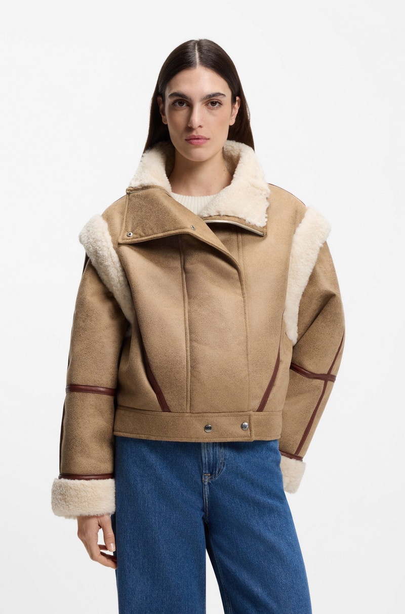 DETACHABLE-SLEEVE JACKET IN FAUX SHEARLING 2