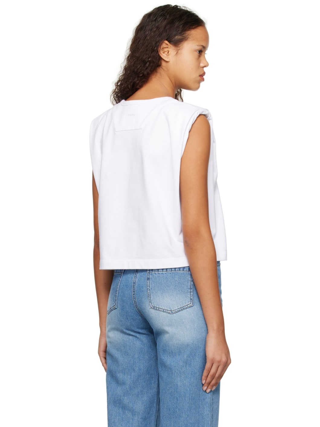 White Padded Shoulders T-Shirt - 3