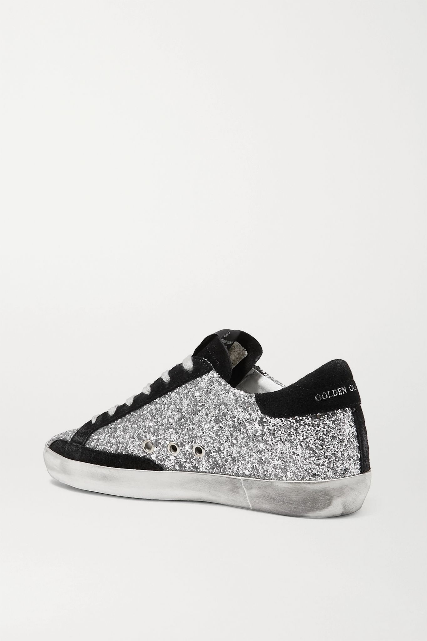 Superstar glittered leather and suede sneakers - 3