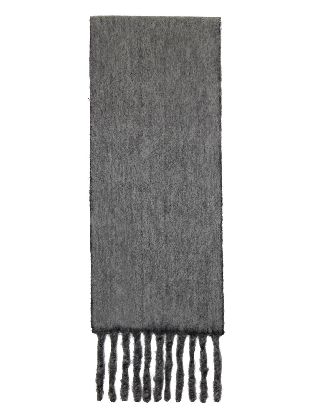 Black & Gray Logo Label Fringed Scarf - 2