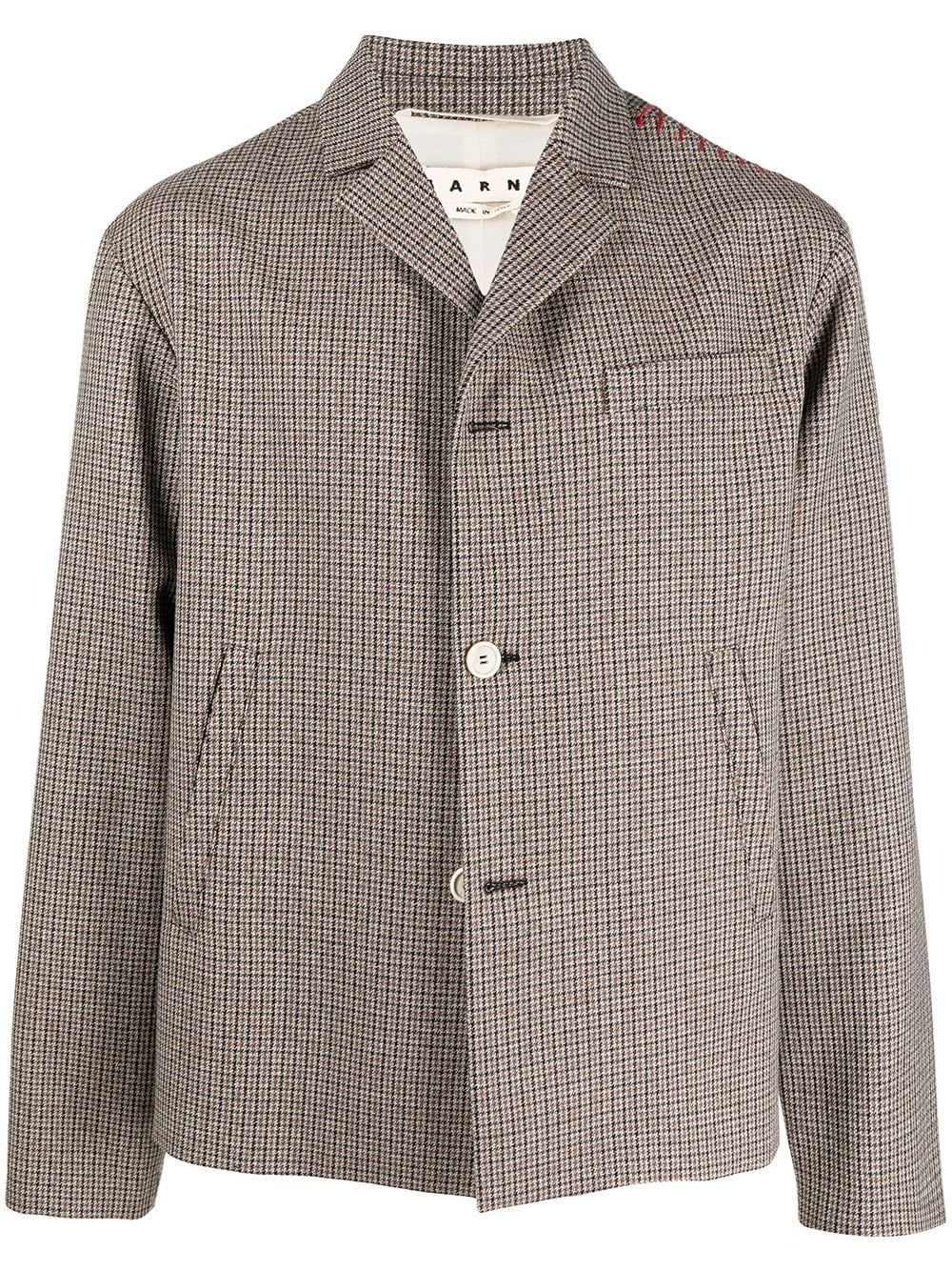 stitching detail houndstooth blazer - 1