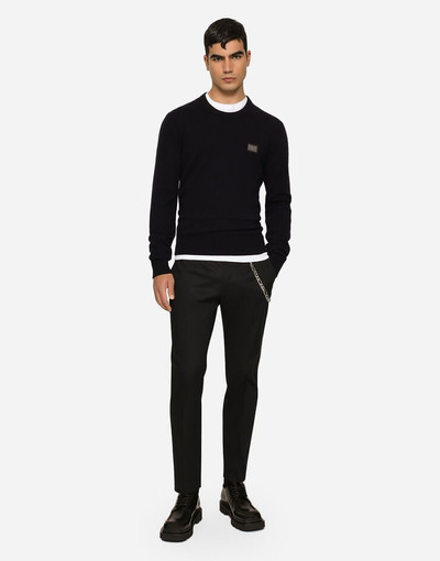 Dolce & Gabbana Wool round-neck sweater with branded tag outlook