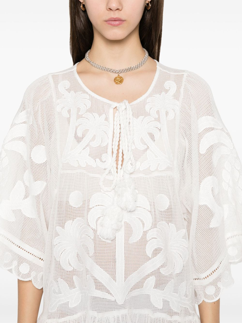 motif-embroidered mini dress - 5