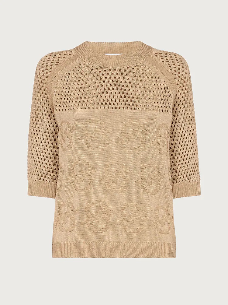 3/4 SLEEVED KNITTED TOP - 3